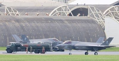 岩国所属のF35Bが４機飛来　嘉手納基地で訓練飛行　