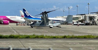 【動画あり】陸自オスプレイが新石垣着陸　陸自機は沖縄初飛来