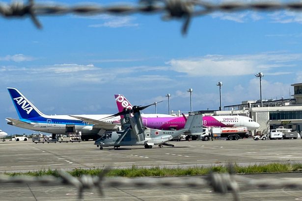 沖縄・新石垣空港にオスプレイ飛来　１９日に続き２度目　日米共同訓練で　県の不使用要請を無視　市民ら抗議の声