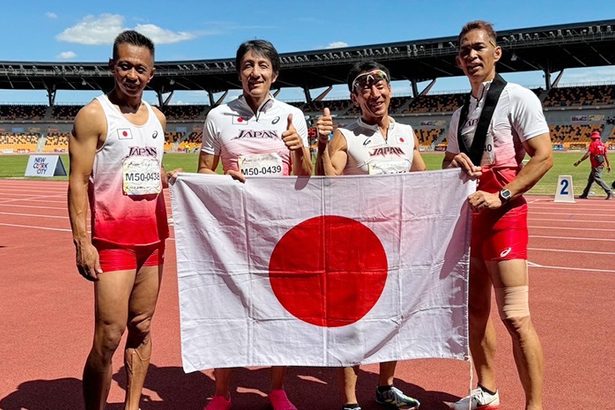 日本が世界記録44秒42　400メートルリレー、譜久里ら出場　陸上アジアマスターズ50～54歳クラス