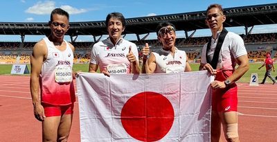 日本が世界記録44秒42　400メートルリレー、譜久里ら出場　陸上アジアマスターズ50～54歳クラス