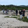 吉の浦海岸で清掃活動／中城小４年生と保護者
