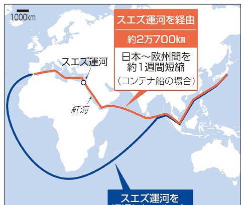 コンテナ船　紅海航行停止／物流大手３社、配送遅れも