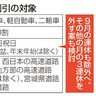 高速休日割　９月連休除外　２４年度　土日祝も検討、渋滞緩和へ