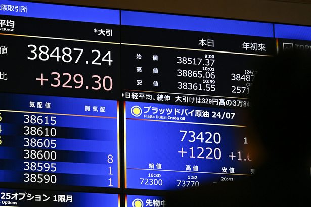 東証全面高３万８４８７円　３２９円高、史上最高値に迫る