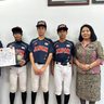 上本部ドジャース３人豪遠征　軟式野球日本代表　米須、中根、平良選手が抱負