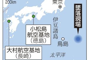 海自ヘリ２機墜落　衝突か　伊豆諸島沖　１人死亡、７人不明　機体異常のデータなし