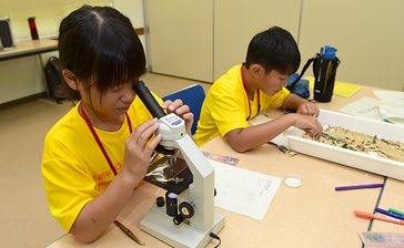 プラスチック片探せ！　恩納村とOIST、かがく教室