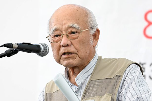 「未来のため、基地なくそう」嘉手納爆音訴訟原告団長・新川秀清氏　宜野湾・県民大集会