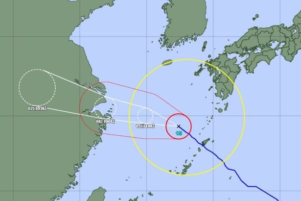 沖縄本島・久米島、15日昼ごろまで強風注意報見込み　台風13号（15日朝）