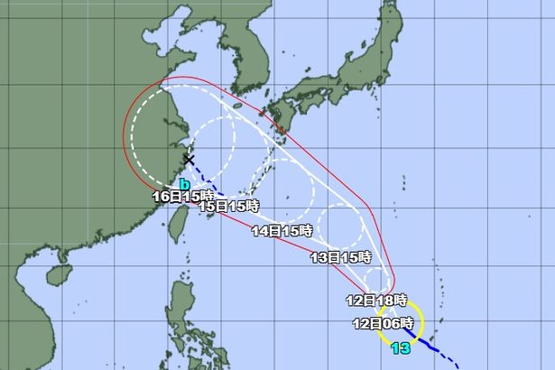 【台風情報】台風13号、14日以降は強い勢力で沖縄地方に接近へ　大東島地方は13日からしけに　早めの台風対策を（11日午後6時現在）　