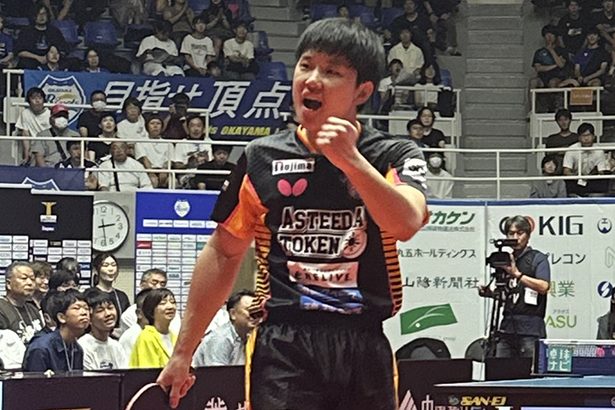 アスティーダ競り勝つ　岡山に3―1　第3マッチ張本、強敵に強気貫く　卓球・Tリーグ（21日の試合）