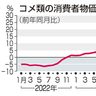 コメ２８％上昇、４９年ぶり　８月消費者物価　昨夏猛暑で流通減