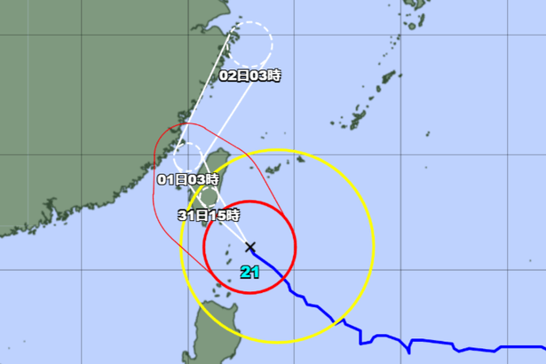 台風21号、猛烈な勢力で八重山地方に接近見込み　空と海の便、欠航相次ぐ（30日午後9時現在）