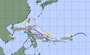 台風25号が発生　沖縄の南を進み、16日にも八重山地方に接近か　4つの台風が日本の南に同時に存在　