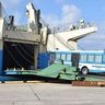 県外機動隊が離沖　北部訓練場の警備車両、船で本部出港
