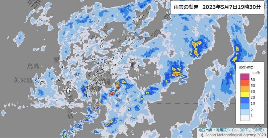 大型連休最終日、沖縄各地で雨…　少雨続く大東島は8日に濃霧も