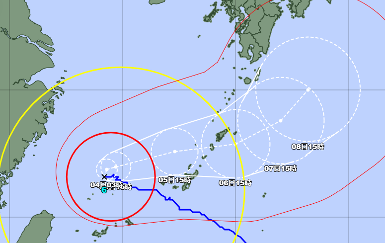 【台風6号】本島地方が4日から再び暴風域に　東向きに進路変えＵターン　警報級の高潮に警戒（3日午後5時時点）