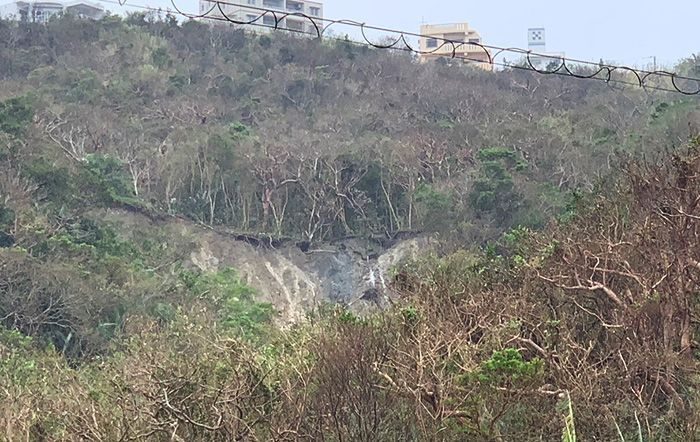 中城村の奥間と南上原の斜面、｢地すべり防止区域｣指定へ　説明会予定日に台風　来月に延期