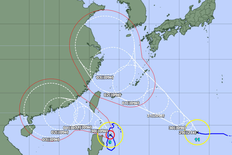 台風11号、9月1日午前にも本島に最接近か　勢力発達させ近づく